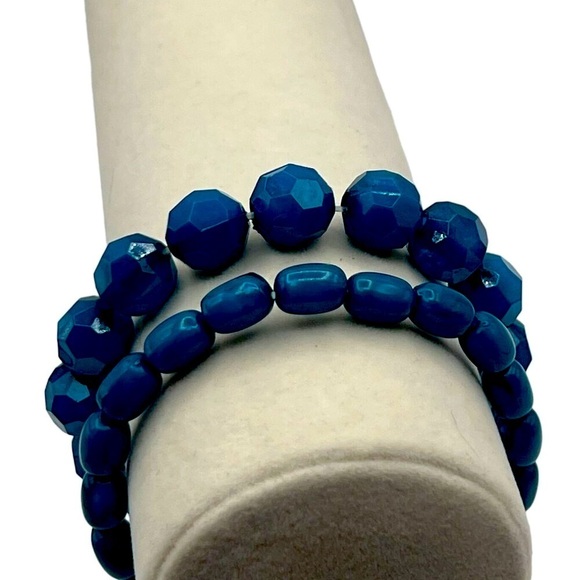 Blue Beaded Necklace & Bracelet Set For Women Opalite & Glass Beads - Picture 6 of 7